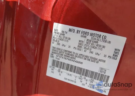 2014 Ford F-150 Stx из США, поврежденный, VIN 1FTFX1EF6EKE42205